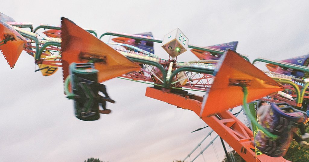 Fair ground ride in motion